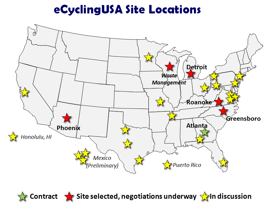 eCyclingUSA Site Locations